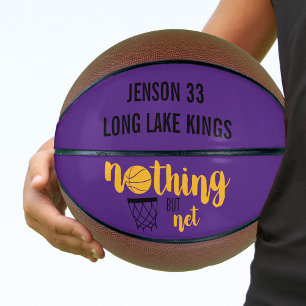 パープルゴールドの名入れバスケットボール Nothing but Net バスケットボール