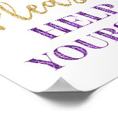 パープルゴールドの紙吹雪 プリーズヘルプユアセルフ サイン (角)