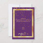 パープルゴールドの誕生日お礼カード サンキューカード (裏面)