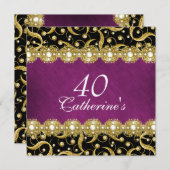 パープルゴールドの“いくつになっても”エレガントなパーティ 招待状 (正面/裏面)