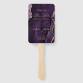 パープルゴールドアゲートスクリプト結婚式プログラム ハンドファン (裏面)