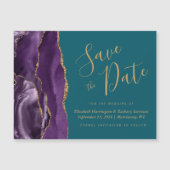 パープルゴールドアゲートターコイズマグネットSave the Date (正面)