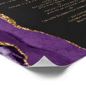 パープルゴールドアゲートダークウェディングテーブルメニュー ポスター (角)