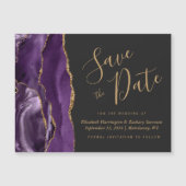 パープルゴールドアゲートダークマグネットSave the Date (正面)