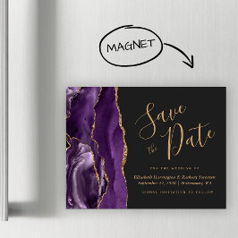 パープルゴールドアゲートダークマグネットSave the Date