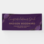パープルゴールドアゲートプラムおめでとう卒業お祝い 横断幕 (横)