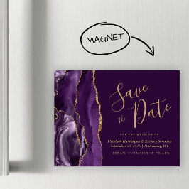 パープルゴールドアゲートプラムマグネット式Save the Date