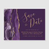 パープルゴールドアゲートプラムマグネット式Save the Date (正面)