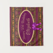 パープルゴールドアートデコプリント 50歳の誕生日 タペストリー (正面)