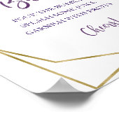 パープルゴールドウォーターカラーフローラルミモザバーバーゼン ポスター (角)