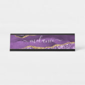 パープルゴールドグリッター オーダーメイド 名前 デスクネームプレート (正面)