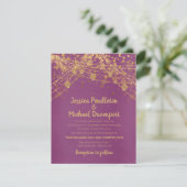 パープルゴールドグリッター ストリング ライト ウェディング 招待状 (スタンド正面)