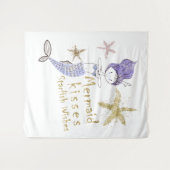 パープルゴールドグリッター マーメイドウィッシュ スターフィッシュキス タペストリー (正面(横))