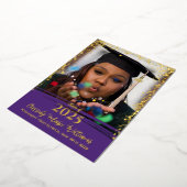 パープルゴールドコンフェッティーフォイル卒業発表 箔招待状 (回転した状態)