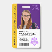 パープルゴールドスクールカレッジ大学学生ID バッジ (Front)