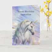 パープルゴールドドリームユニコーンゴールドスパークル カード (黄色い花)