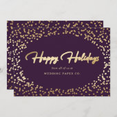 パープルゴールドフォイルスノーモダンビジネス シーズンカード (正面/裏面)
