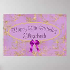 パープルゴールドフォイル50誕生日大 ポスター