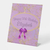 パープルゴールドフォイル50誕生日 台座サイン (正面)