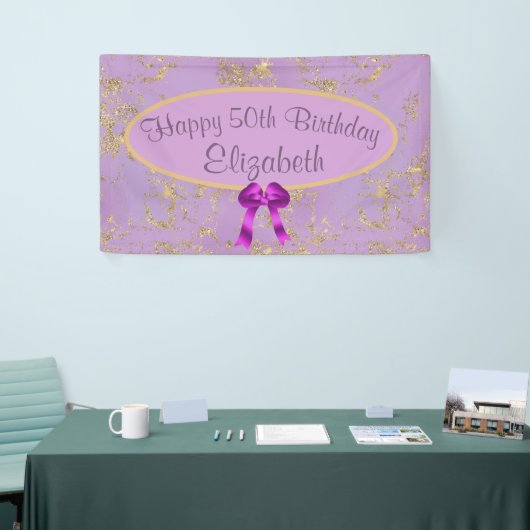 パープルゴールドフォイル50誕生日 横断幕 (トレードショー)