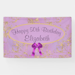 パープルゴールドフォイル50誕生日 横断幕