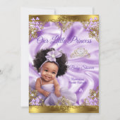 パープルゴールドプリンセスベイビーシャワー エスニックガール 招待状 (正面)