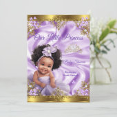 パープルゴールドプリンセスベイビーシャワー エスニックガール 招待状 (スタンド正面)