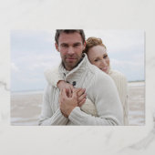 パープルゴールドホイル写真ウェディング・セーブ・ザ・デート 箔招待状 (裏面)