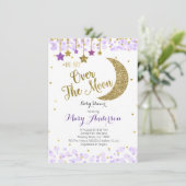 パープルゴールドムーンベイビーシャワー招待状 招待状 (スタンド正面)