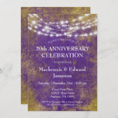 パープルゴールドライトのアニバーサリーパーティー招待状 招待状 (正面/裏面)