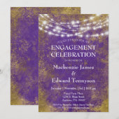 パープルゴールドライトエンゲージメントパーティー招待状 招待状 (正面/裏面)