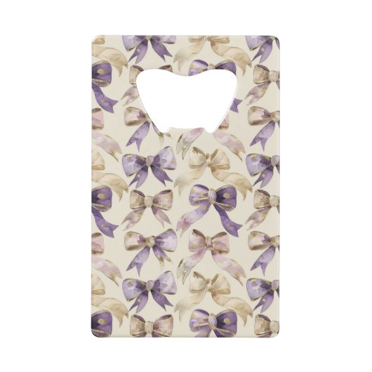 パープルゴールドリボン ブライダルシャワー クレジットカード栓抜き (正面)