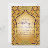 パープルゴールドロイヤルインディアーナラビアンテーマウェディング 招待状 (正面)