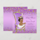 パープルゴールド エスニック プリンセス ベイビー シャワー 招待状 (正面/裏面)