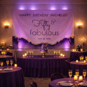 パープルゴールド フィフティ アンド ファビュラス 50歳の誕生日 横断幕