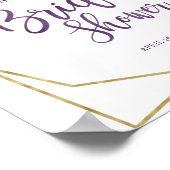 パープルゴールド フラワーブライダルシャワー ウェルカム ポスター (角)