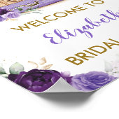 パープルゴールド フローラル トラベル アドベンチャー ブライズシャワー ポスター (角)