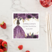 パープルゴールド フローラル プリンセス キンセアニエラ スタンダードカクテルナプキン (インサイチュ)