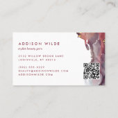 パープルゴールド モダンアート 液体水彩インク QR 名刺 (裏面)