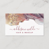 パープルゴールド モダンアート 液体水彩インク QR 名刺 (正面)