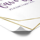 パープルゴールド  水彩花のギフトサイン ポスター (角)