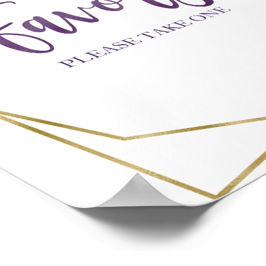 パープルゴールド  水彩花モチーフのギフトサイン ポスター (角)