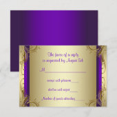 パープルゴールド 50周年 結婚記念日 パーティー 出席確認 出欠カード (正面/裏面)