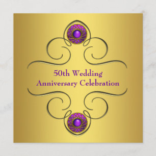 パープルゴールド 50周年 結婚記念日 パーティー 招待状