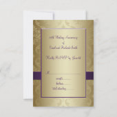 パープルゴールド 50周年 結婚記念日 出席・欠席 ご案内カード 出欠カード (裏面)