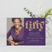 パープルゴールド 50歳誕生日パーティー 招待状 (スタンド正面)