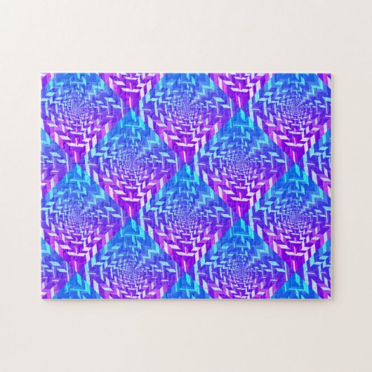 パープルサイケデリックブルースクエアインスクエアパズル ジグソーパズル (横)