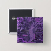 パープルサイバー回路ボードTech Art Electronics 缶バッジ (正面&裏面)