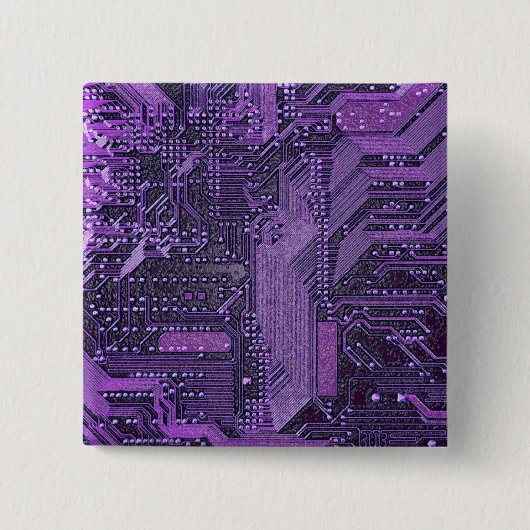 パープルサイバー回路ボードTech Art Electronics 缶バッジ (正面)