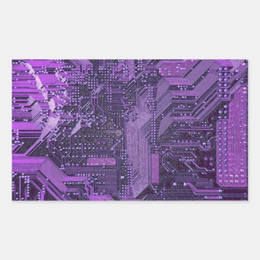 パープルサイバー回路ボードTech Art Electronics 長方形シール (正面)